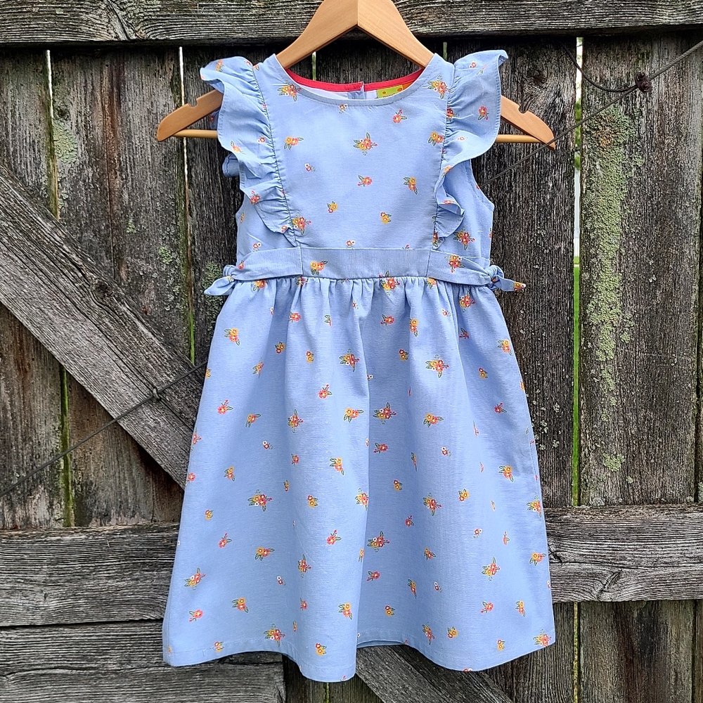 Penelope Mack, LTD Little Girls Ruffle Sleeve Casual Dress Blue/Flower Print